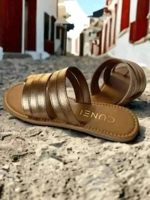 Rose Gold Gladiator Slip Ons - cunei